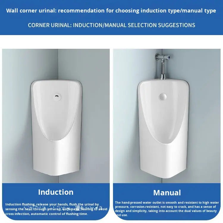 Ceramic Triangular Urinal Wall-Mounted Home Sensor Modern Simple Design