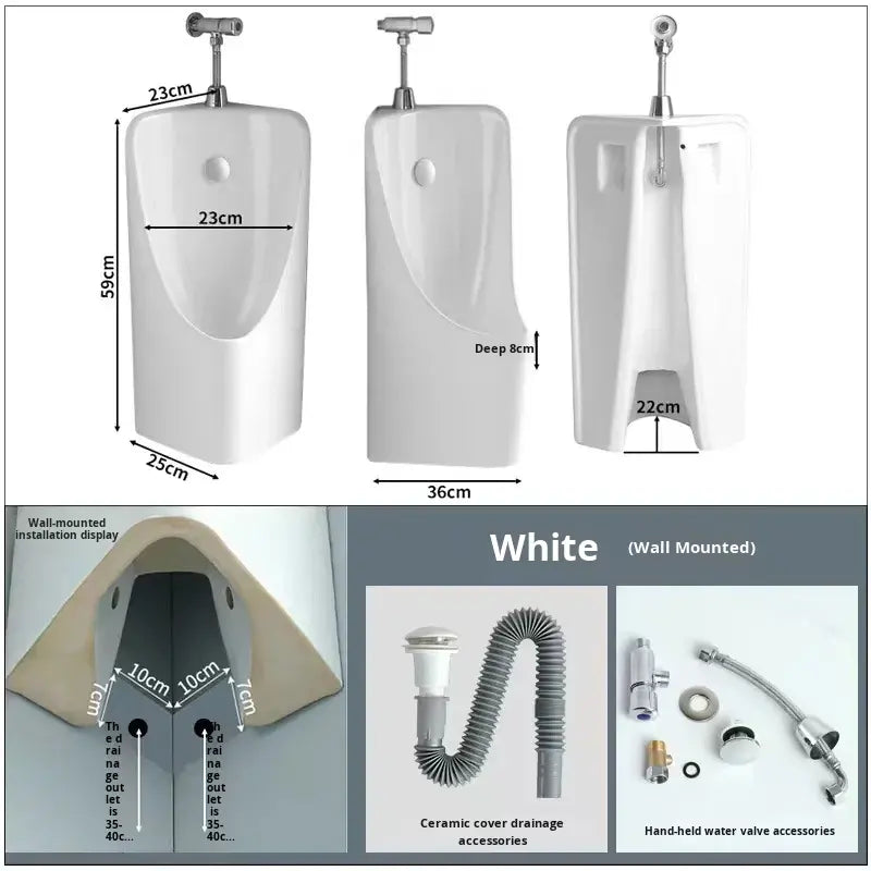 Ceramic Triangular Urinal Wall-Mounted Home Sensor Modern Simple Design