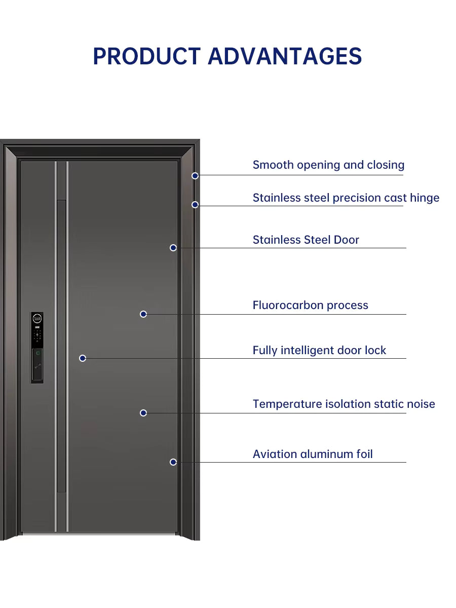 Luxury Design Stainless Steel Entrance Security Door Smart Door