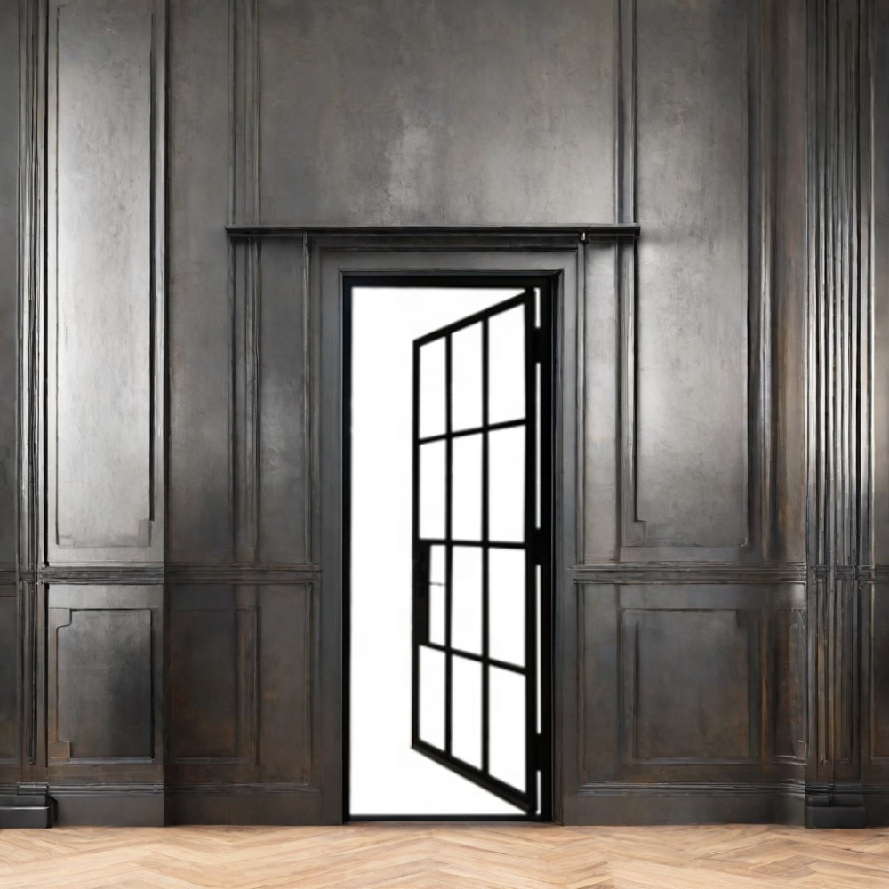 Luxury French Wrought Iron Entry Swing Door with Tempered Glass