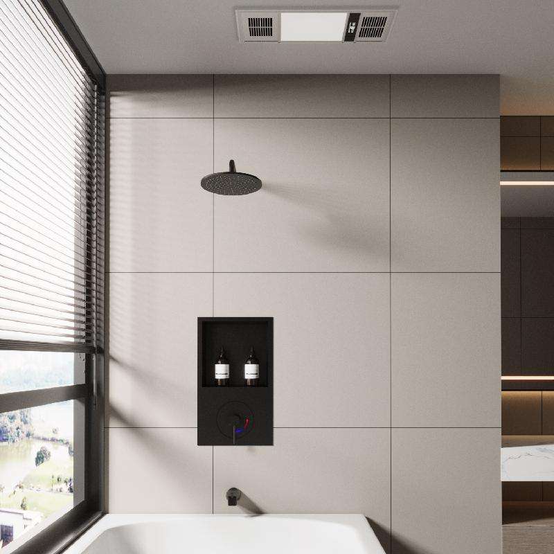 Modern Design Wall Mounted 304 Stainless Steel Rain Shower & Mixer Set Hot Water Bathtub Faucet with Wall Niche