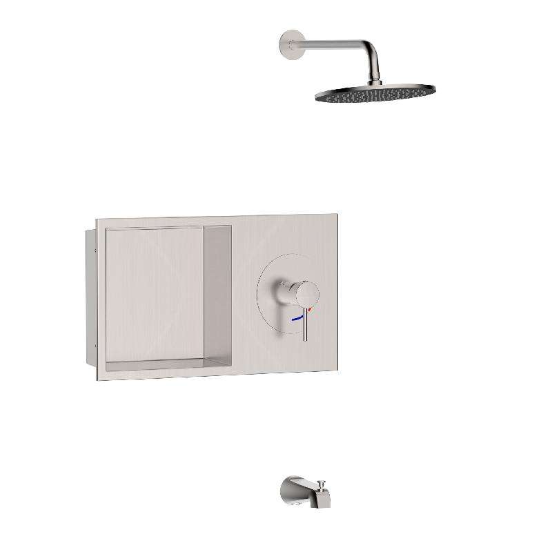 Modern Design Wall Mounted 304 Stainless Steel Rain Shower & Mixer Set Hot Water Bathtub Faucet with Wall Niche