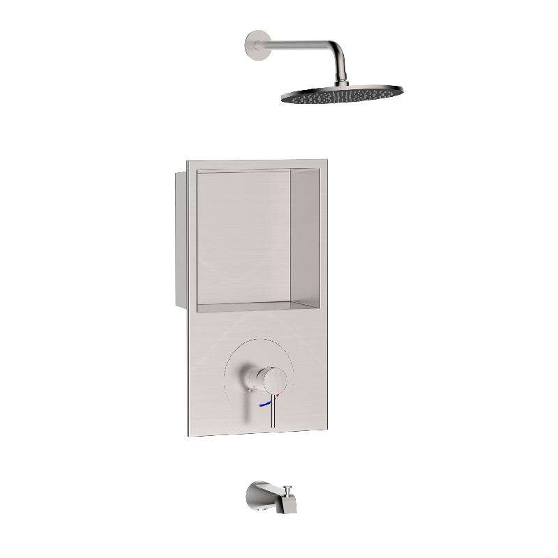 Modern Design Wall Mounted 304 Stainless Steel Rain Shower & Mixer Set Hot Water Bathtub Faucet with Wall Niche