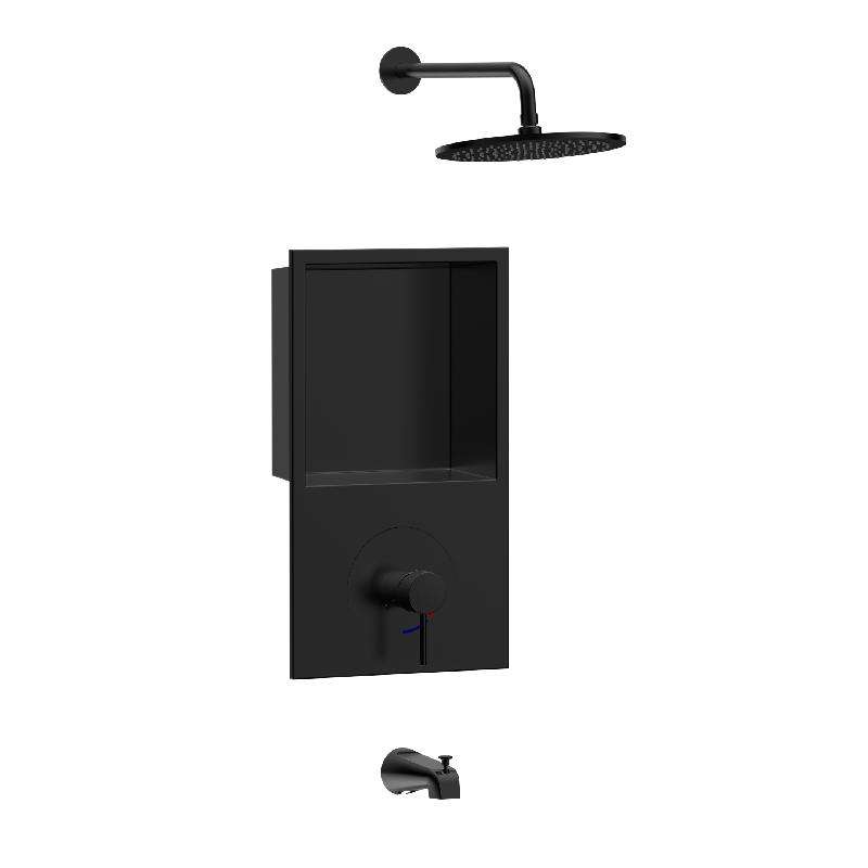 Modern Design Wall Mounted 304 Stainless Steel Rain Shower & Mixer Set Hot Water Bathtub Faucet with Wall Niche