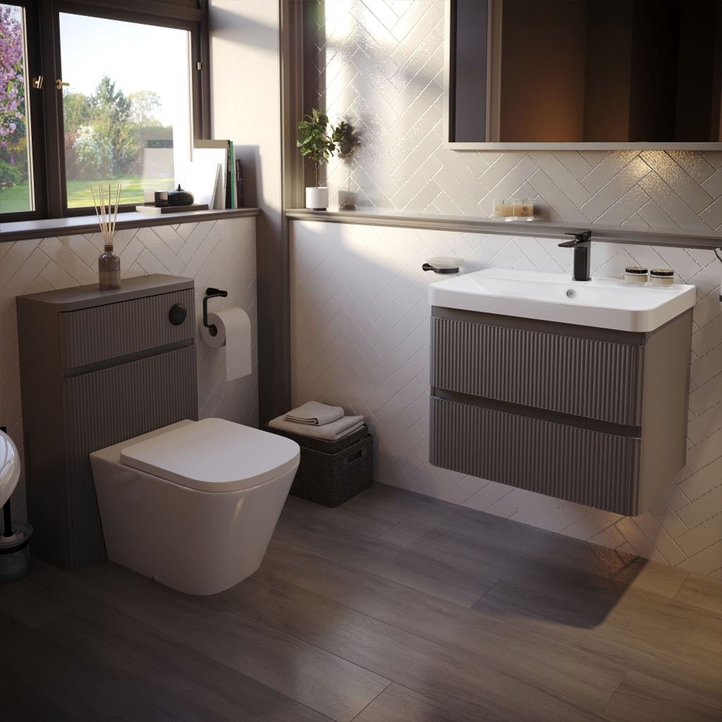 Luxury European Style 610mm Floating Bathroom Vanity Set with Sink Black and White