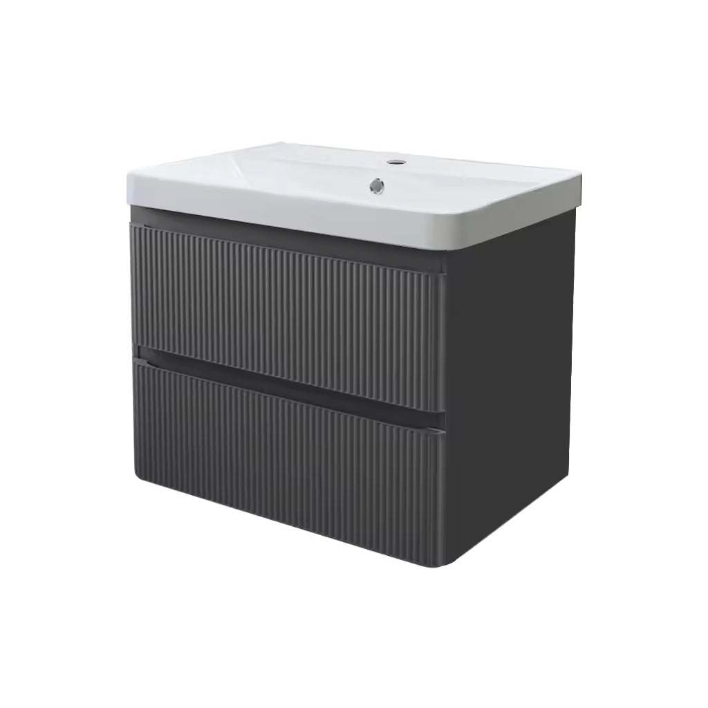 Luxury European Style 610mm Floating Bathroom Vanity Set with Sink Black and White