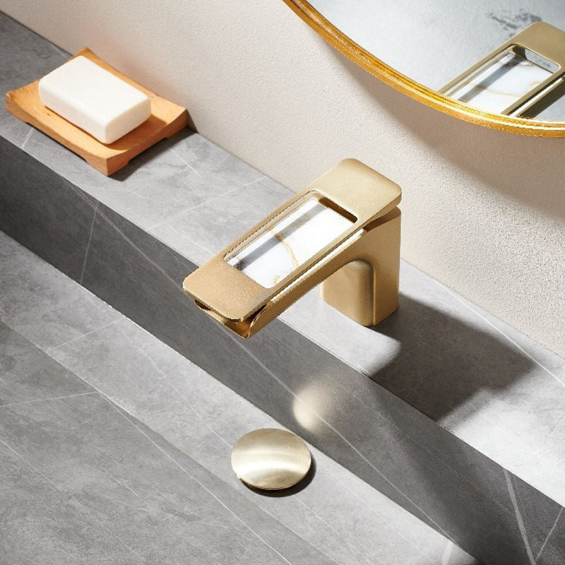 Modern Brass Marble Waterfall Basin Faucet for Bathroom Basin Mixer