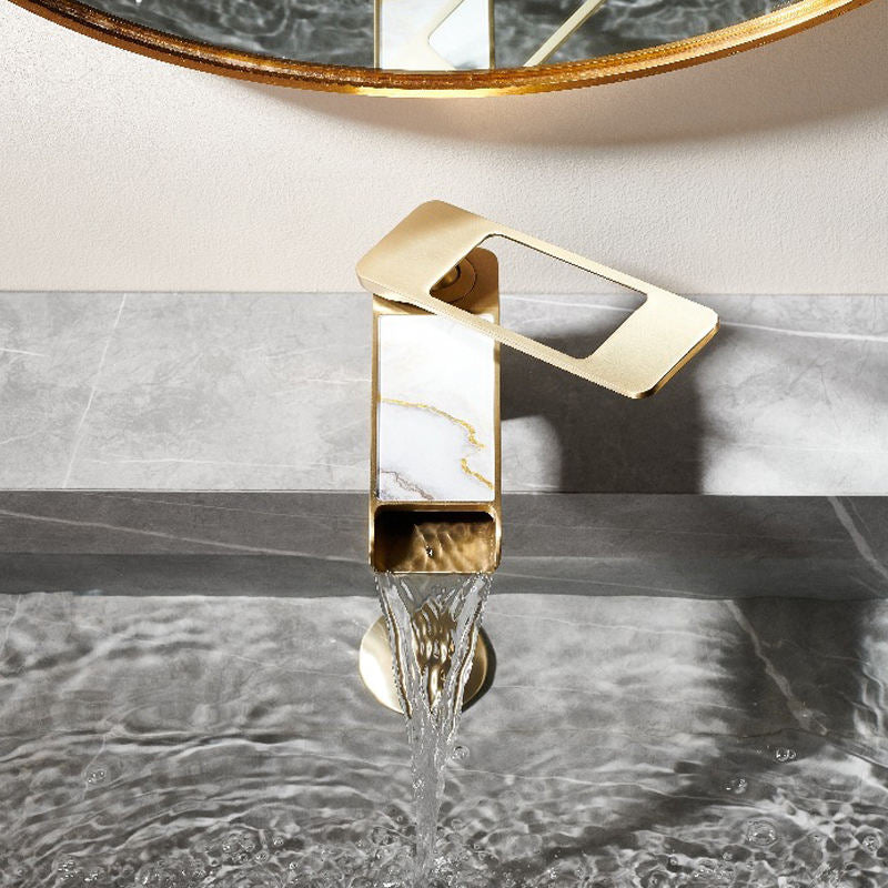Modern Brass Marble Waterfall Basin Faucet for Bathroom Basin Mixer