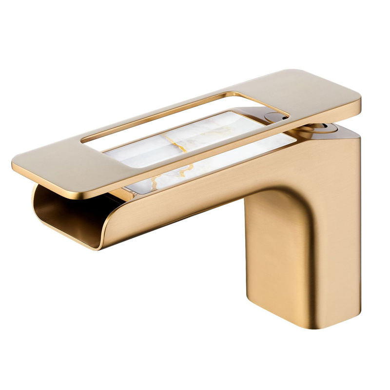 Modern Brass Marble Waterfall Basin Faucet for Bathroom Basin Mixer