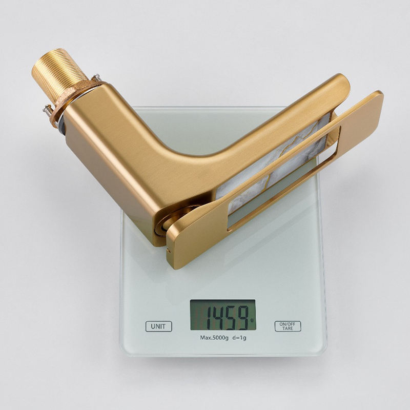 Modern Brass Marble Waterfall Basin Faucet for Bathroom Basin Mixer