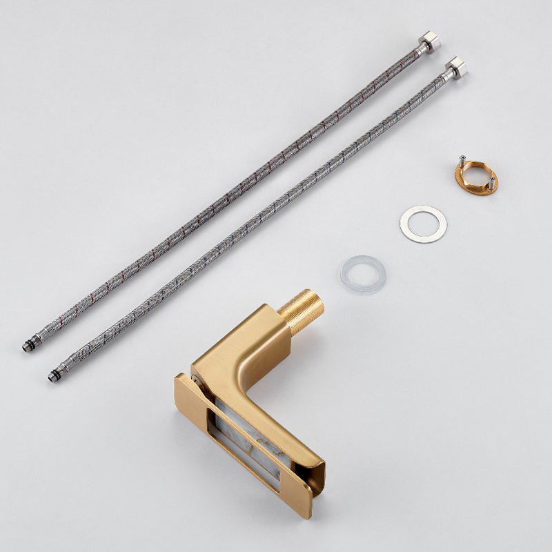 Modern Brass Marble Waterfall Basin Faucet for Bathroom Basin Mixer