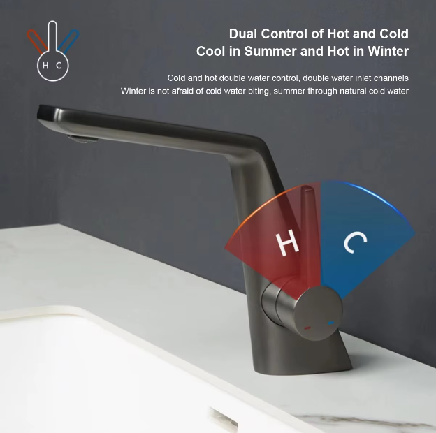 Chrome Luxury Handle Single Hole Bathroom Basin Mixer