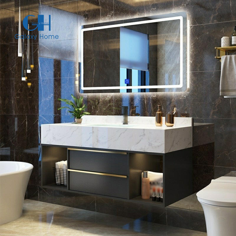 American Style Panel Bathroom Vanity Cabinet Furniture With Single and Double Sinks and Mirror Wash Basin for Hotel Bathroom