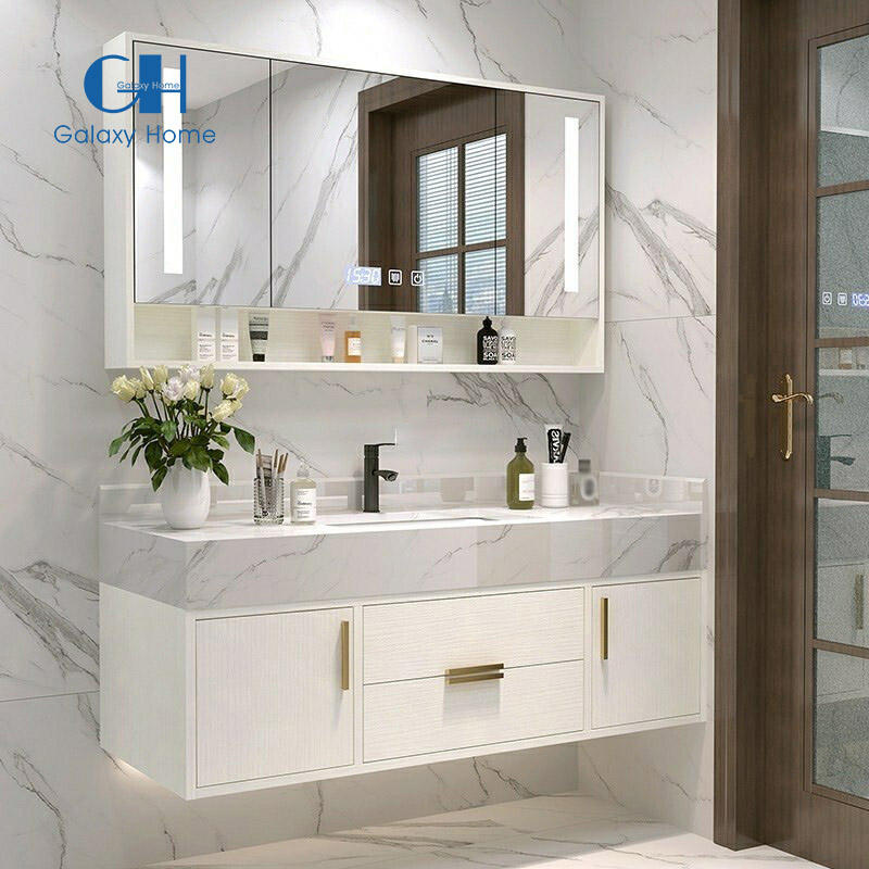 American Style Panel Bathroom Vanity Cabinet Furniture With Single and Double Sinks and Mirror Wash Basin for Hotel Bathroom