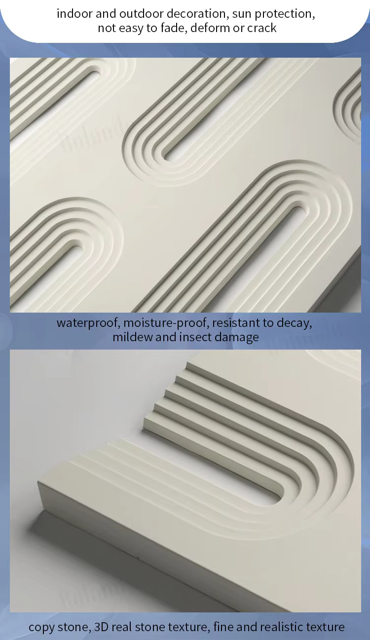 Indoor & Outdoor 3D Wall Panels, 600x1200mm White PU Geometric Panel for Modern Facade and Accent Wall