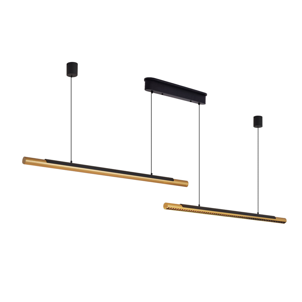 Black & Gold LED Pendant Light, 1900mm Adjustable Hanging Fixture for Dining Room Kitchen Living Room