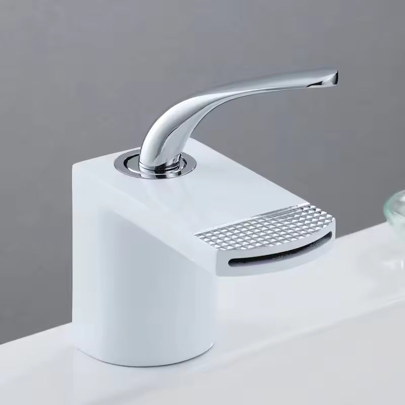 Luxury White Gold Waterfall Basin Faucet/Mixer Tap Brass