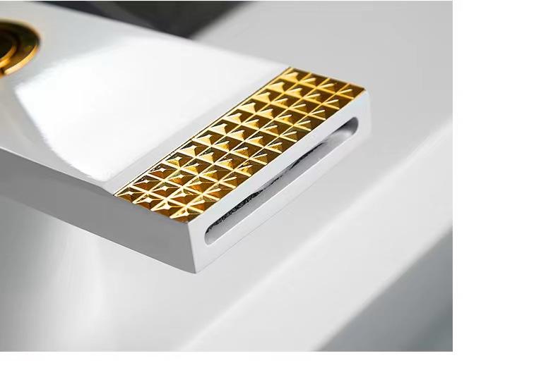 Luxury White Gold Waterfall Basin Faucet/Mixer Tap Brass