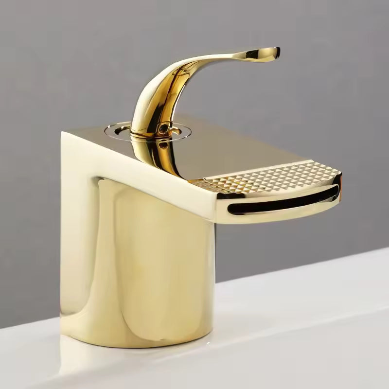 Luxury White Gold Waterfall Basin Faucet/Mixer Tap Brass