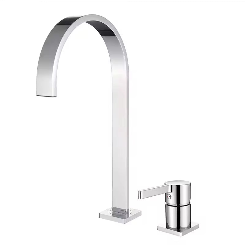 Modern Deck Mounted Brass 2 Holes Basin Faucet for Bathroom