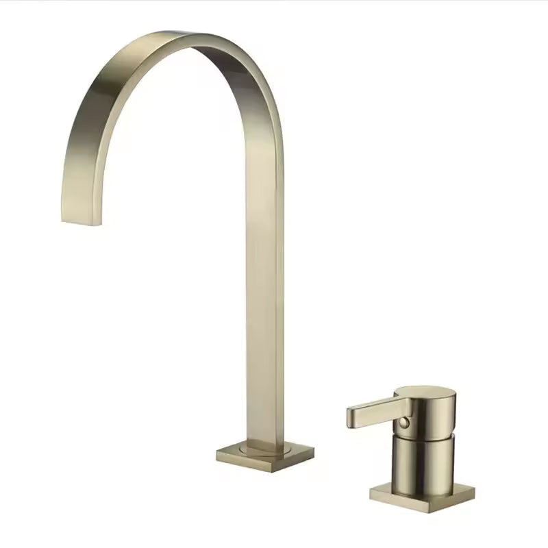 Modern Deck Mounted Brass 2 Holes Basin Faucet for Bathroom