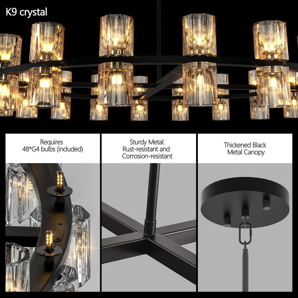 Luxury Crystal Chandelier Modern LED Ceiling Light for Living Room Dining Room