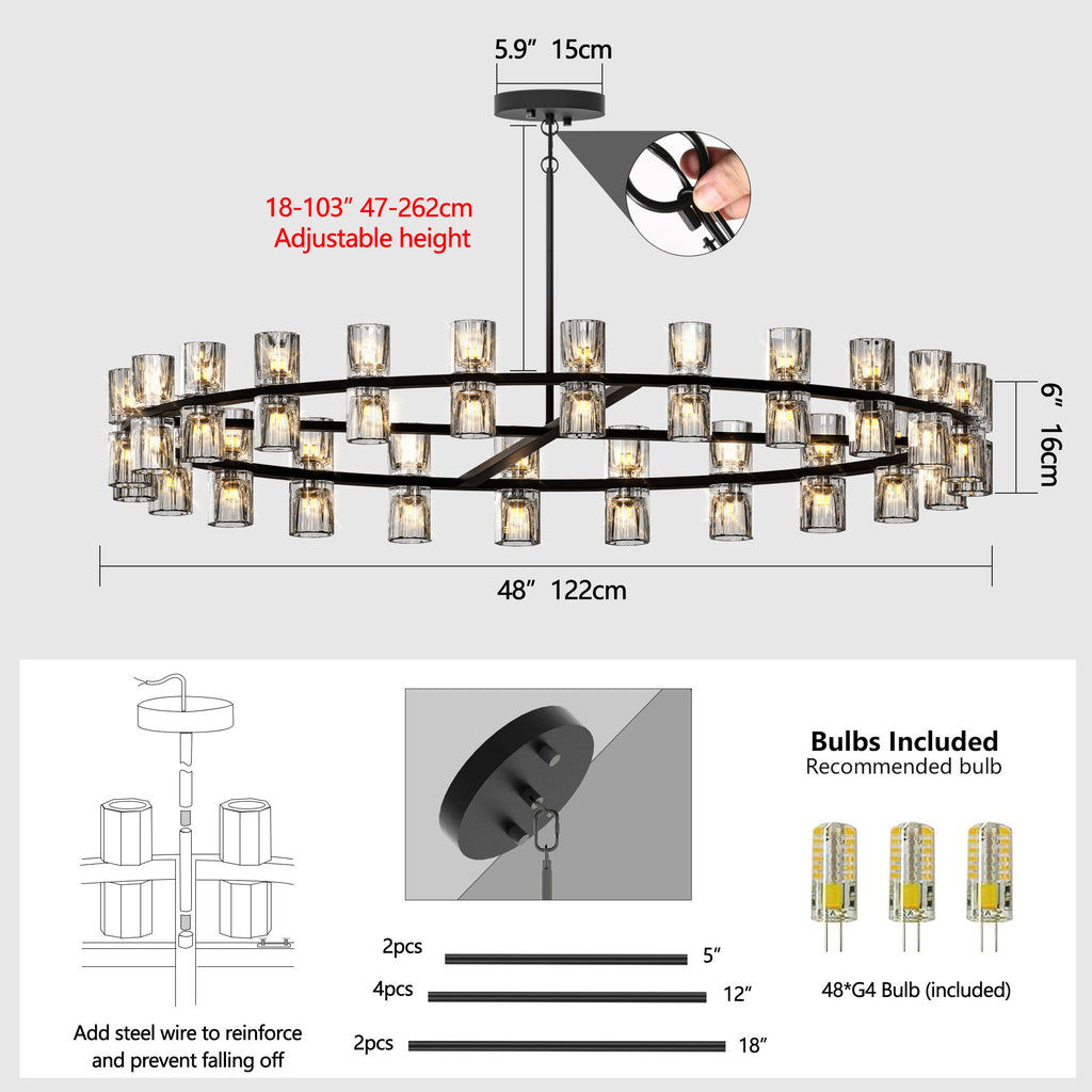 Luxury Crystal Chandelier Modern LED Ceiling Light for Living Room Dining Room