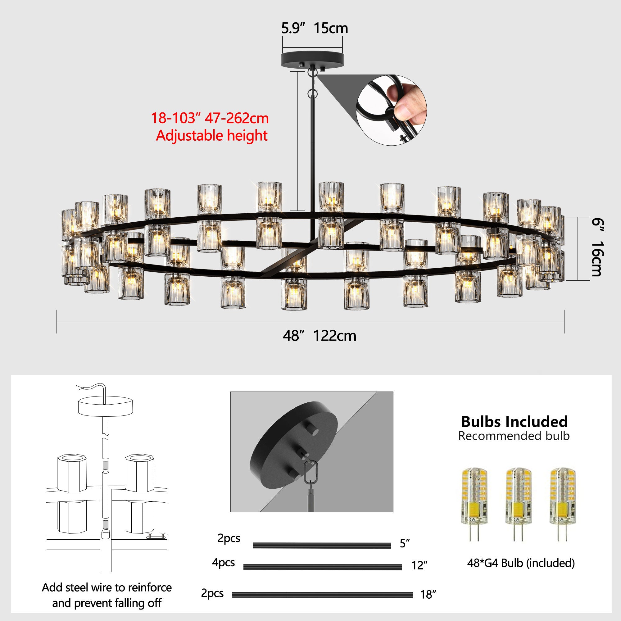 Luxury Crystal Chandelier Modern LED Ceiling Light for Living Room Dining Room