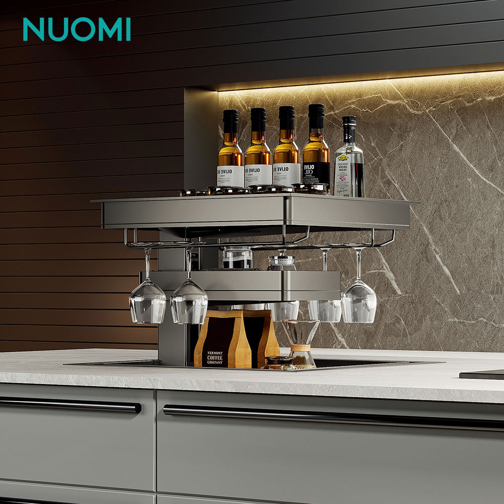 NUOMI Furniture Hardware Kitchen Cabinet Storage Organizer Two Layer Smart Electric Lift Base