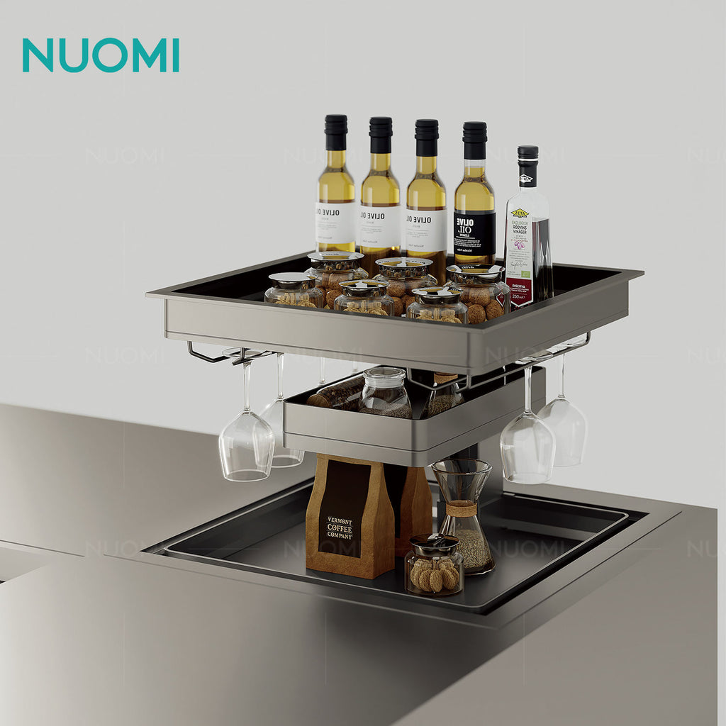 NUOMI Furniture Hardware Kitchen Cabinet Storage Organizer Two Layer Smart Electric Lift Base