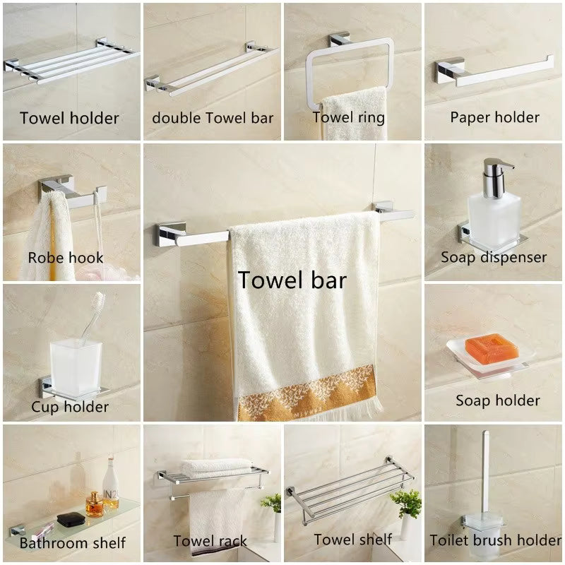 Modern Bathroom Brass Chrome Plated Bathroom Accessories Set