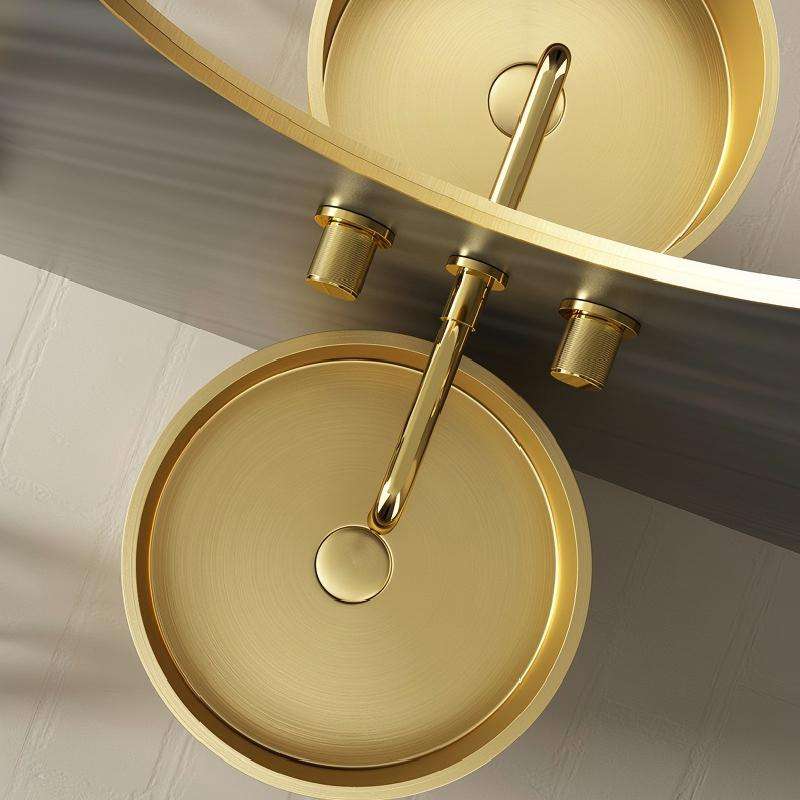 Modern Design Free Standing Stainless Steel Gold Single Bowl Pedestal Bathroom Sink for Home/Hotel