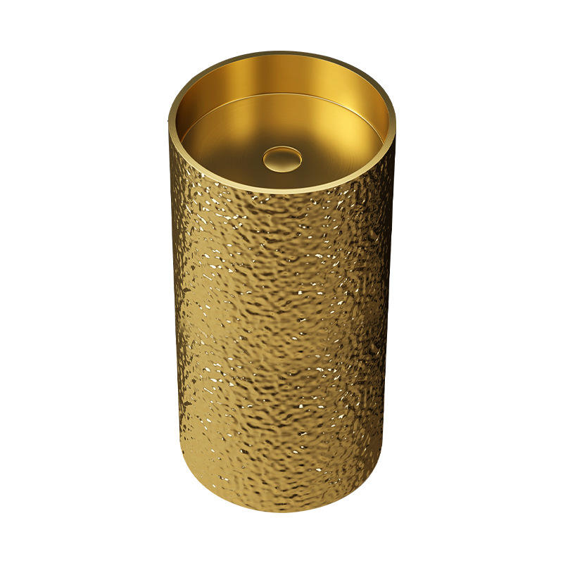 Modern Design Free Standing Stainless Steel Gold Single Bowl Pedestal Bathroom Sink for Home/Hotel