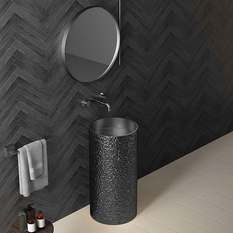 Modern Design Free Standing Stainless Steel Gold Single Bowl Pedestal Bathroom Sink for Home/Hotel