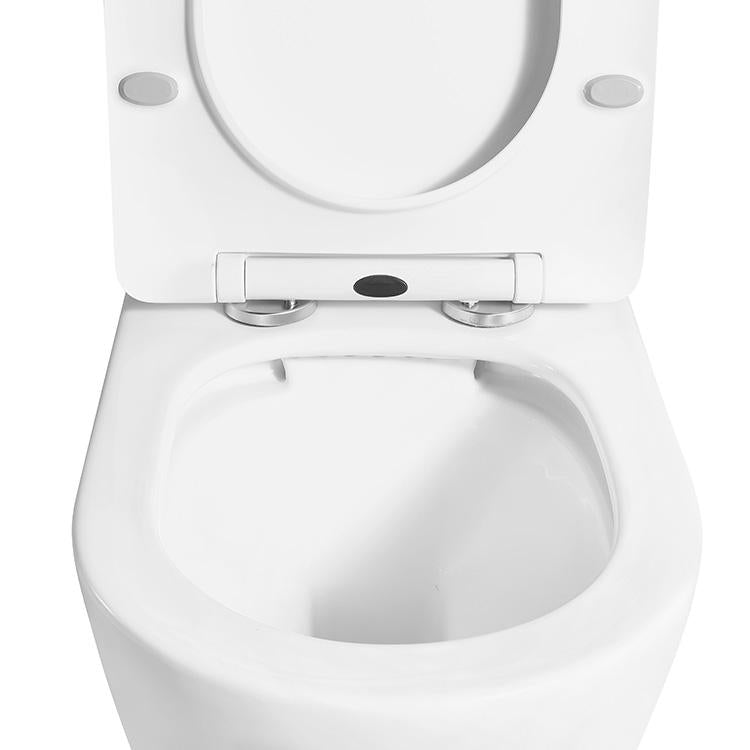 CE Watermark Rimless Elongated Commode Bowl Seat Dual-Flush Toilet
