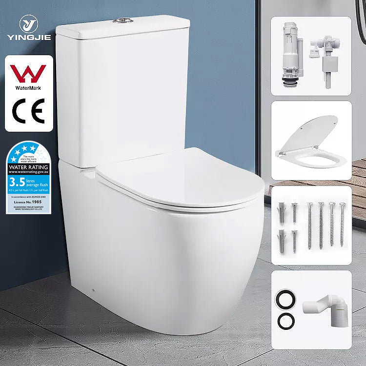 Watermark Rimless Ceramic Water Closet Commode Two-piece Round Toilet