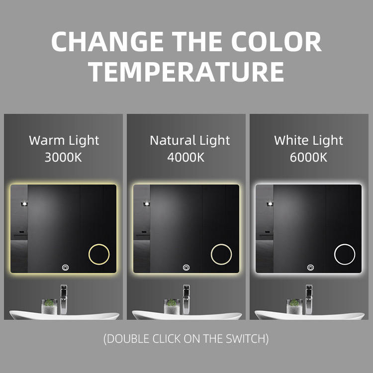Modern Intelligent Magnifying LED Bathroom Rectangle Smart Mirror, Switch Touch.