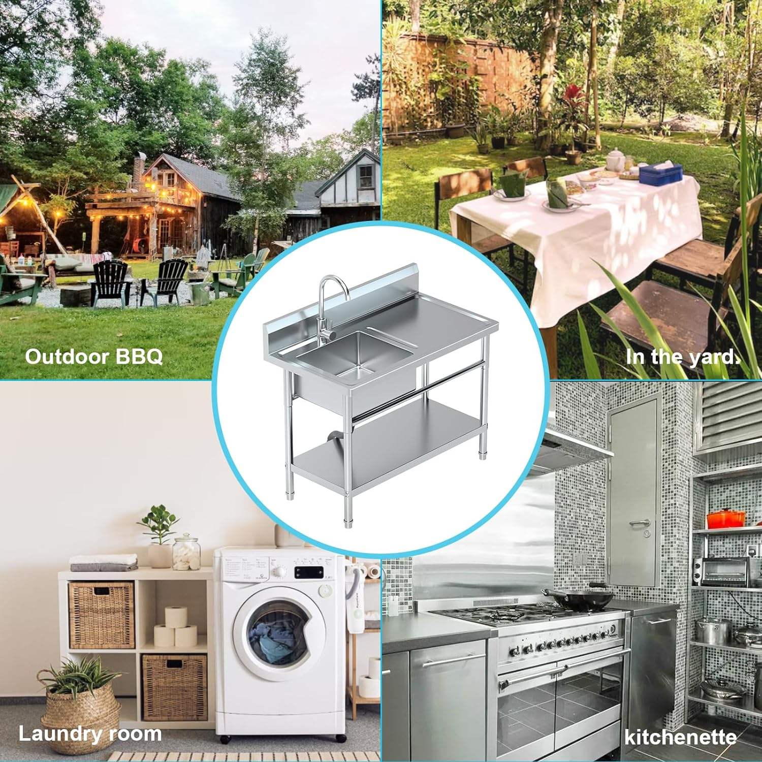 Premium 304 Stainless Steel Kitchen Sink Design/Anti - Rust Coating Ideal for Home and Commercial Use