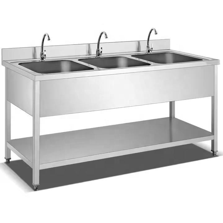 European Style Three-Star Hotel and Restaurant Sink 201/304 Food Grade Stainless Steel Commercial Kitchen Fabrication