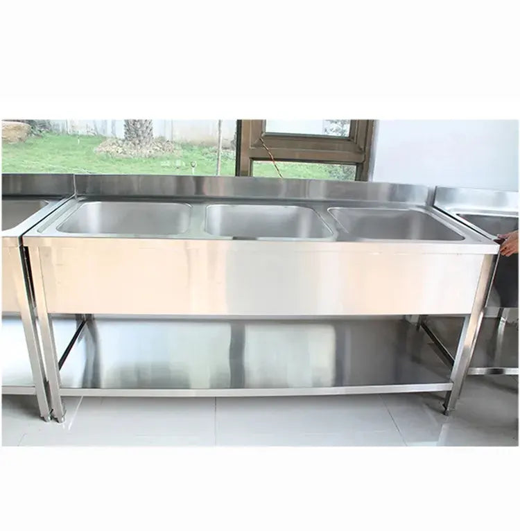 European Style Three-Star Hotel and Restaurant Sink 201/304 Food Grade Stainless Steel Commercial Kitchen Fabrication