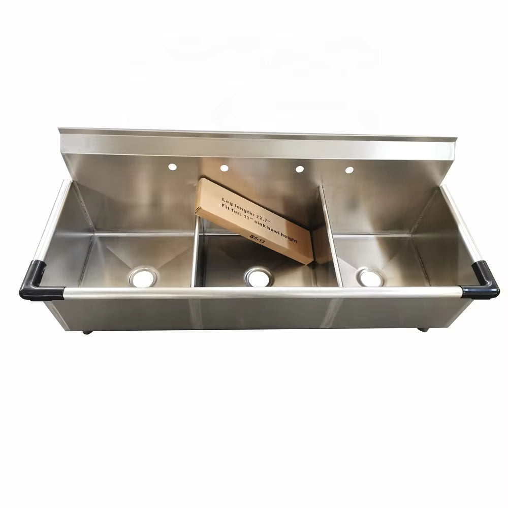 Stainless Steel 3 Compartment Budget Sink Heavy-duty 3-compartment sink