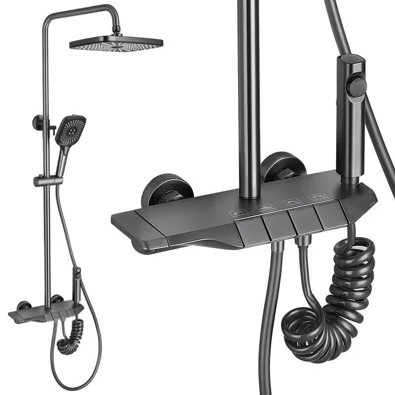 Thermostatic Shower System Piano Key Switches Overhead Rain Shower Head