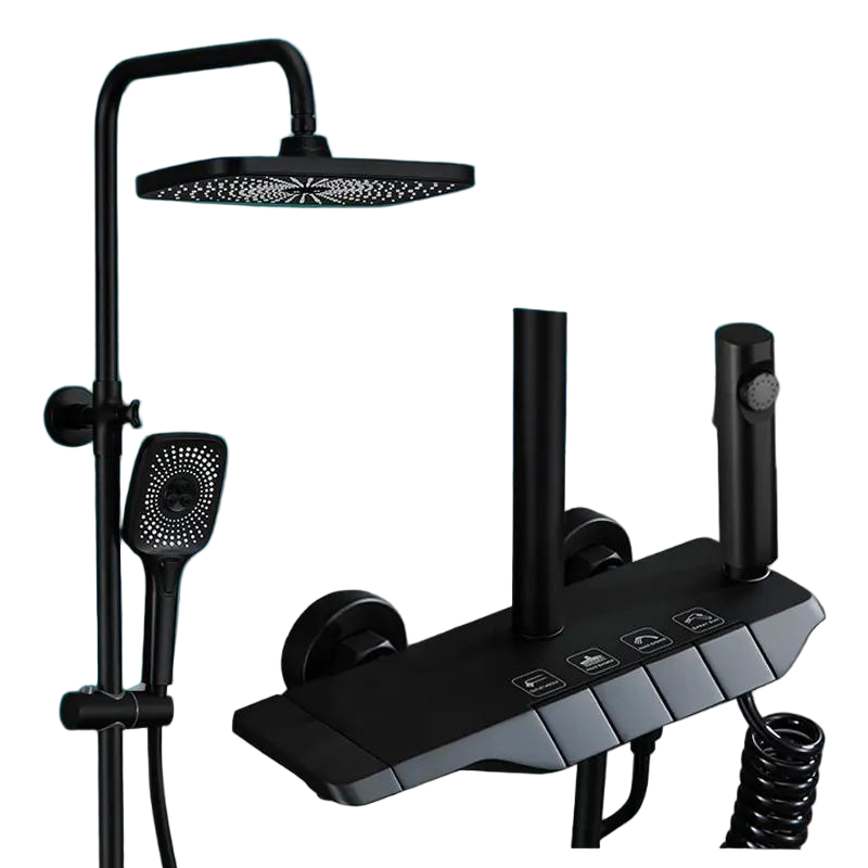 Thermostatic Shower System Piano Key Switches Overhead Rain Shower Head