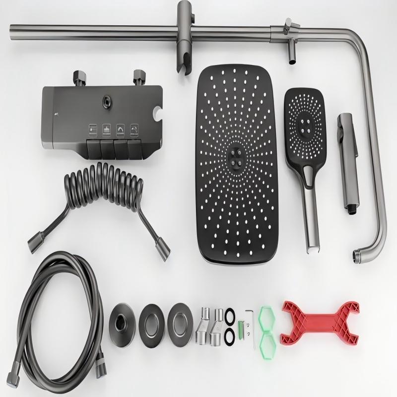 Thermostatic Shower System Piano Key Switches Overhead Rain Shower Head
