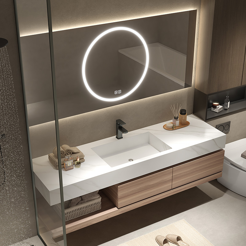 Modern Wall-Mounted Bathroom Cabinet with Ceramic Basin 800 x 600 mm