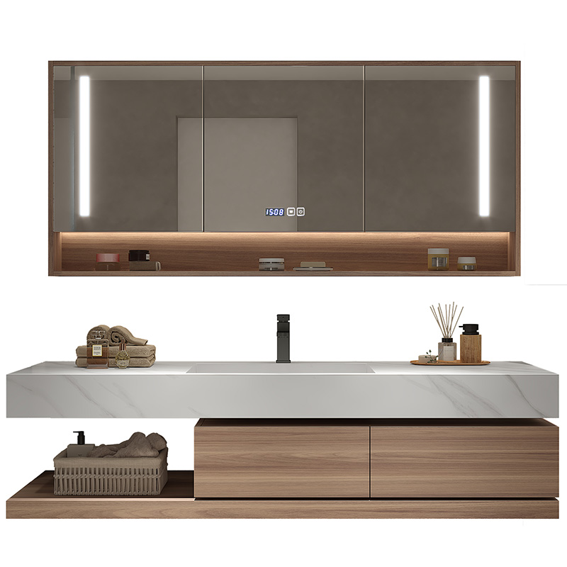 Modern Wall-Mounted Bathroom Cabinet with Ceramic Basin 800 x 600 mm