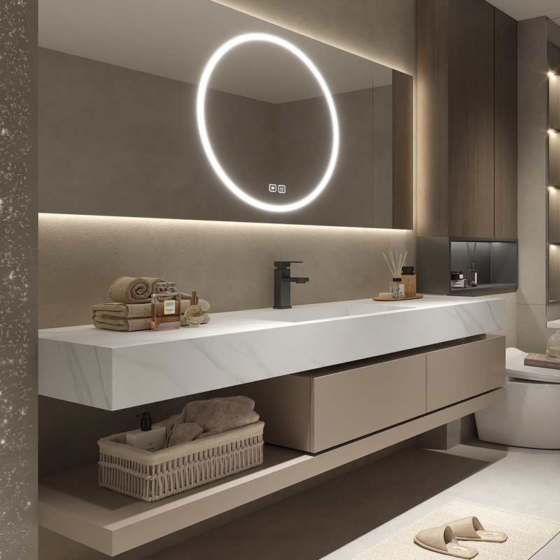 Modern Wall-Mounted Bathroom Cabinet with Ceramic Basin 800 x 600 mm