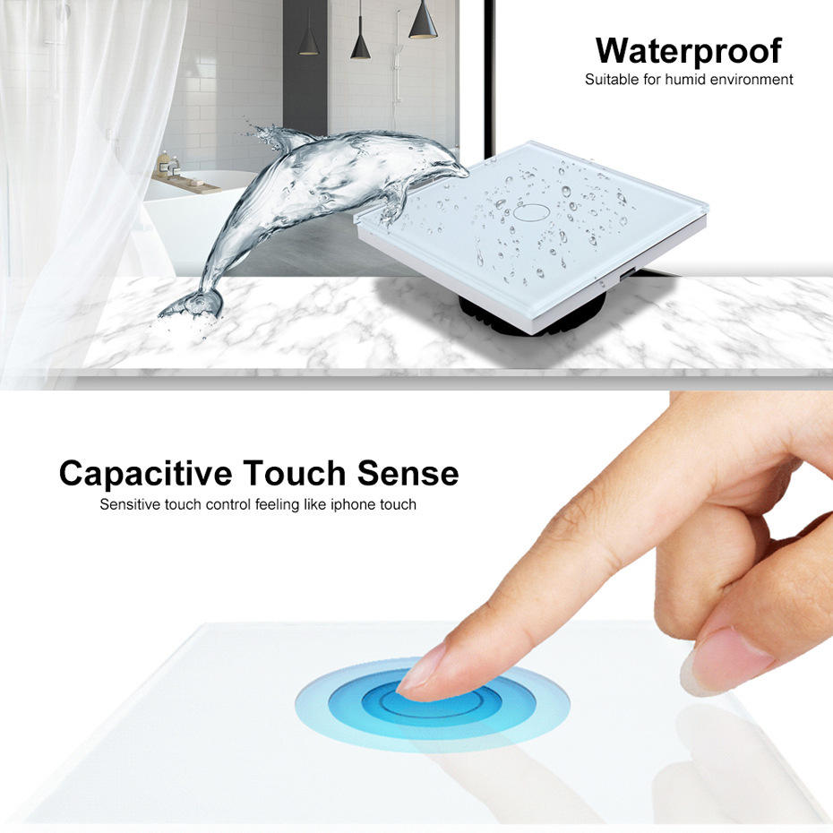 Smart Touch Switch 1/2/3gang EU/UK/AU/NZ Tempered Glass 10A 2000W Remote Light Control