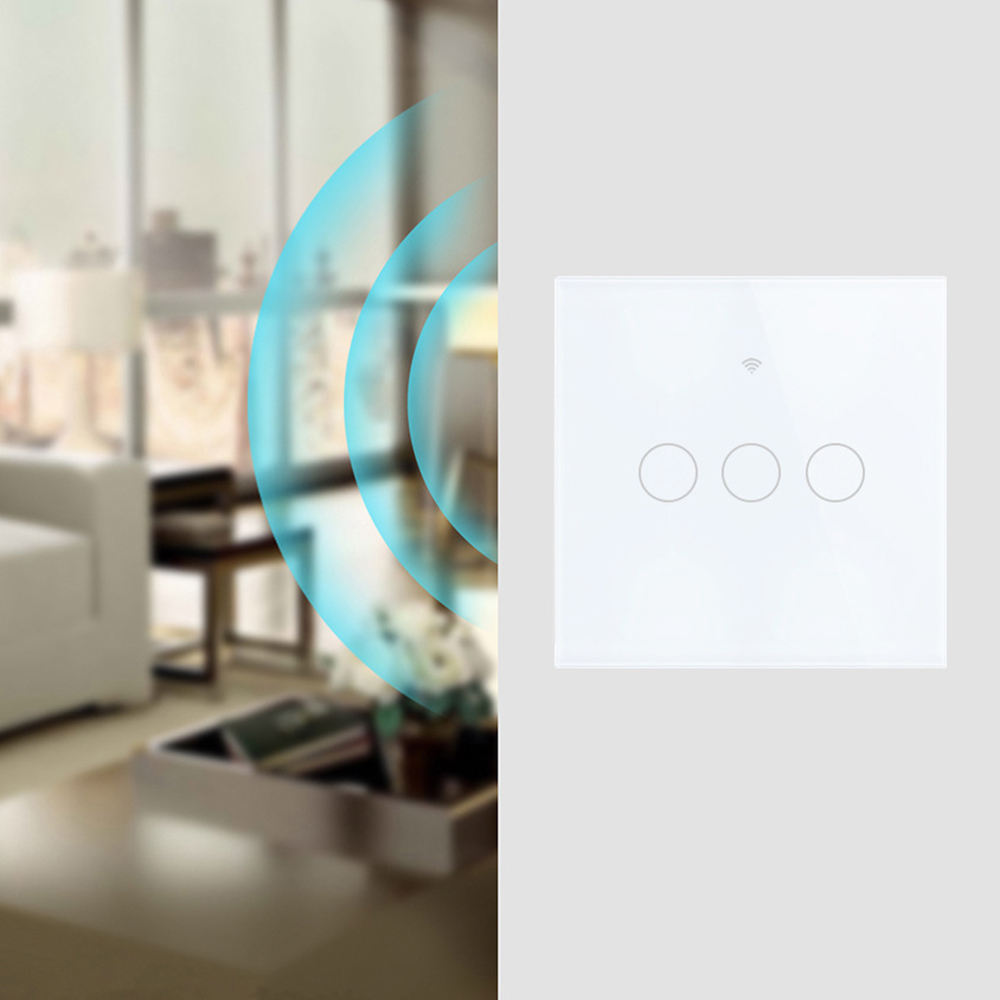 Smart Touch Switch 1/2/3gang EU/UK/AU/NZ Tempered Glass 10A 2000W Remote Light Control