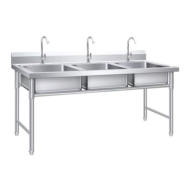 Stainless Steel Commercial Oversized Three-slot Customizable Kitchen Restaurant Public Durable Sink